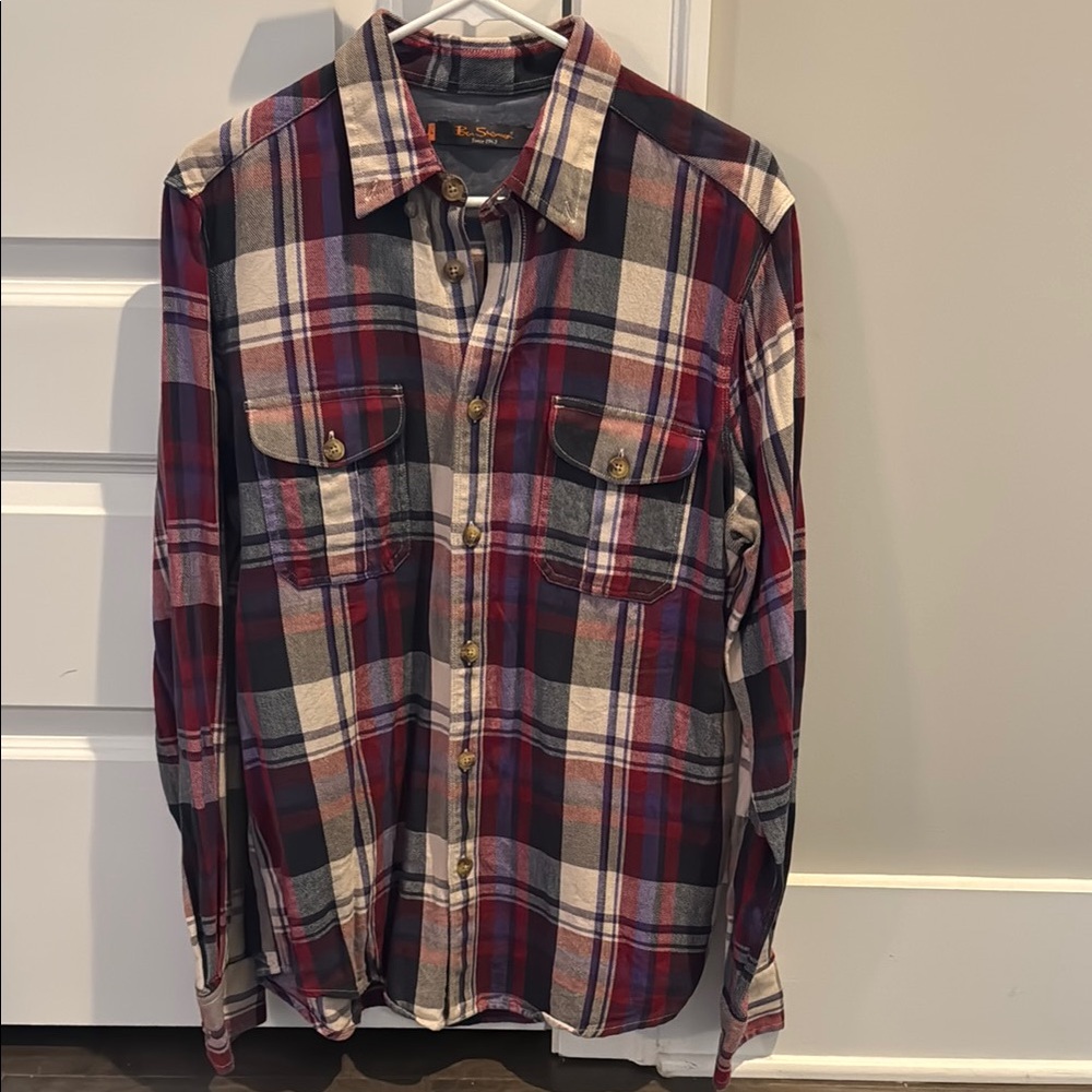 Ben Sherman Purple and Maroon Casual Flannel Button Down Shirt